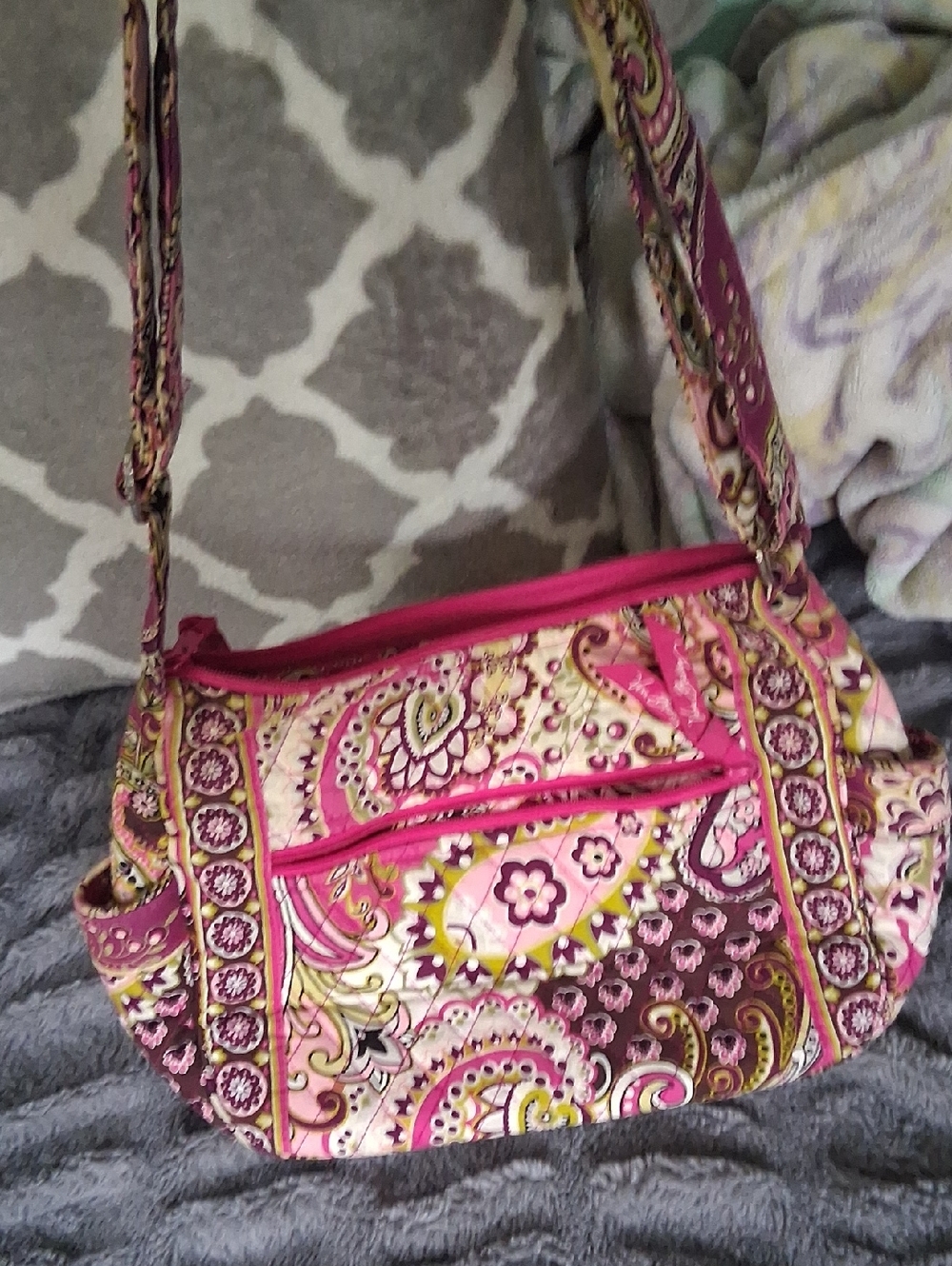 Vera Bradley Pink Paisley Quilted Shoulder Bag